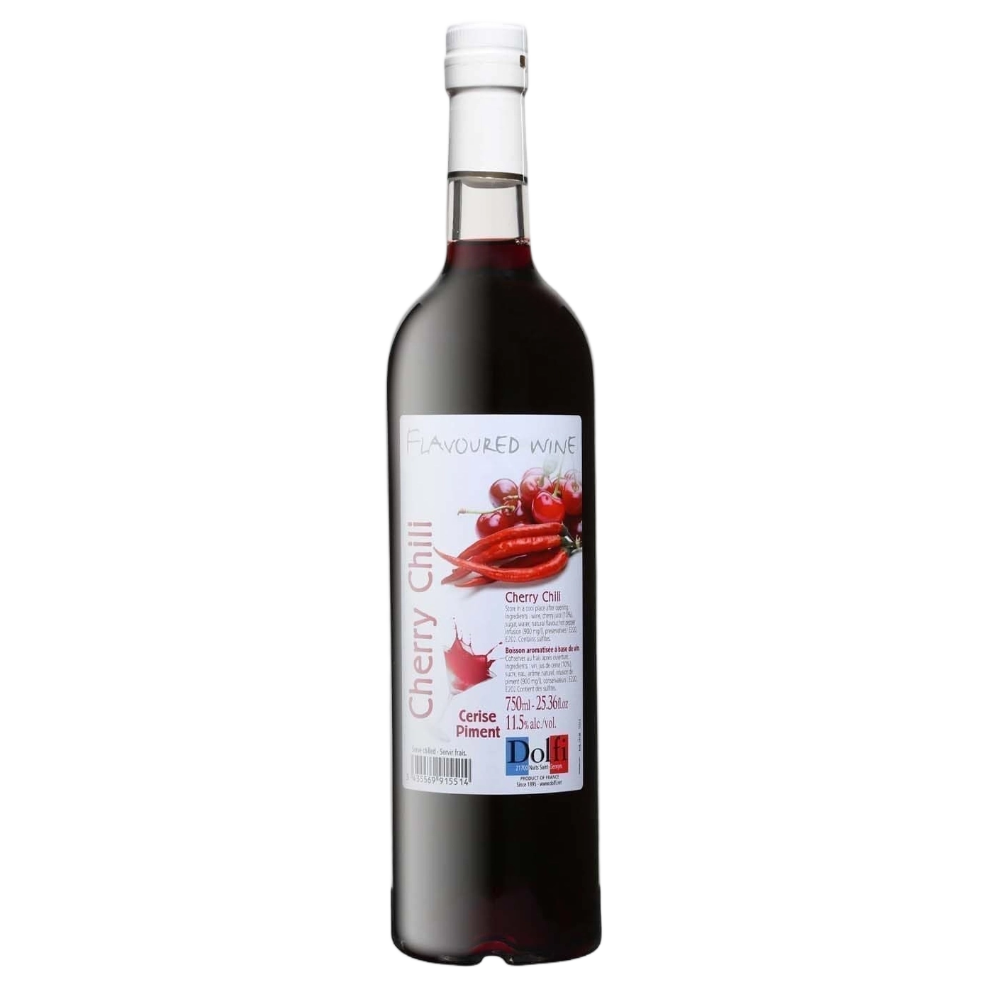 A bottle of Dolfi Wine Cherry Chilli Flavour 11.5% 750ml Fortified Wine