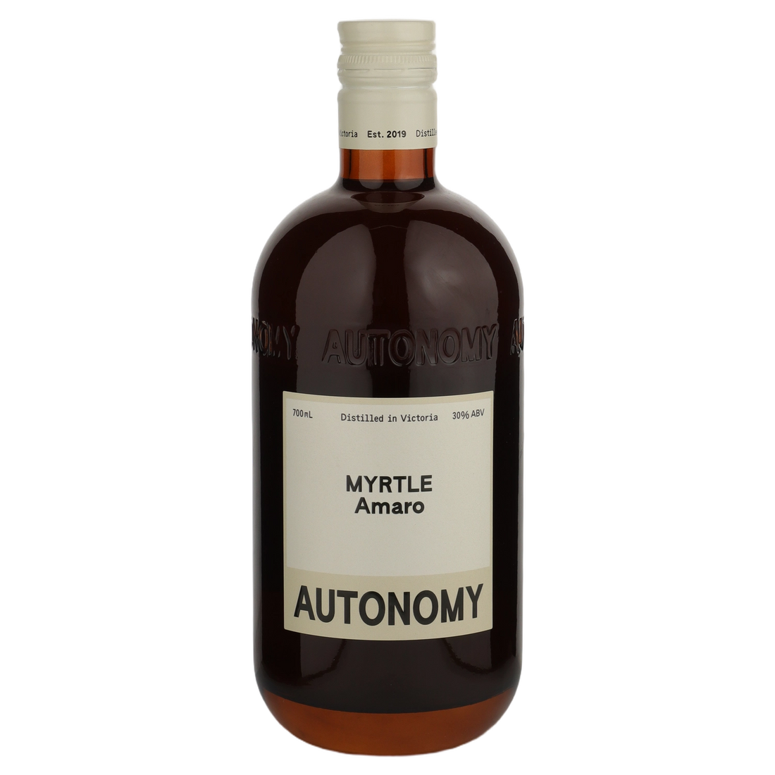A bottle of Autonomy Myrtle Amaro 30% 700ml