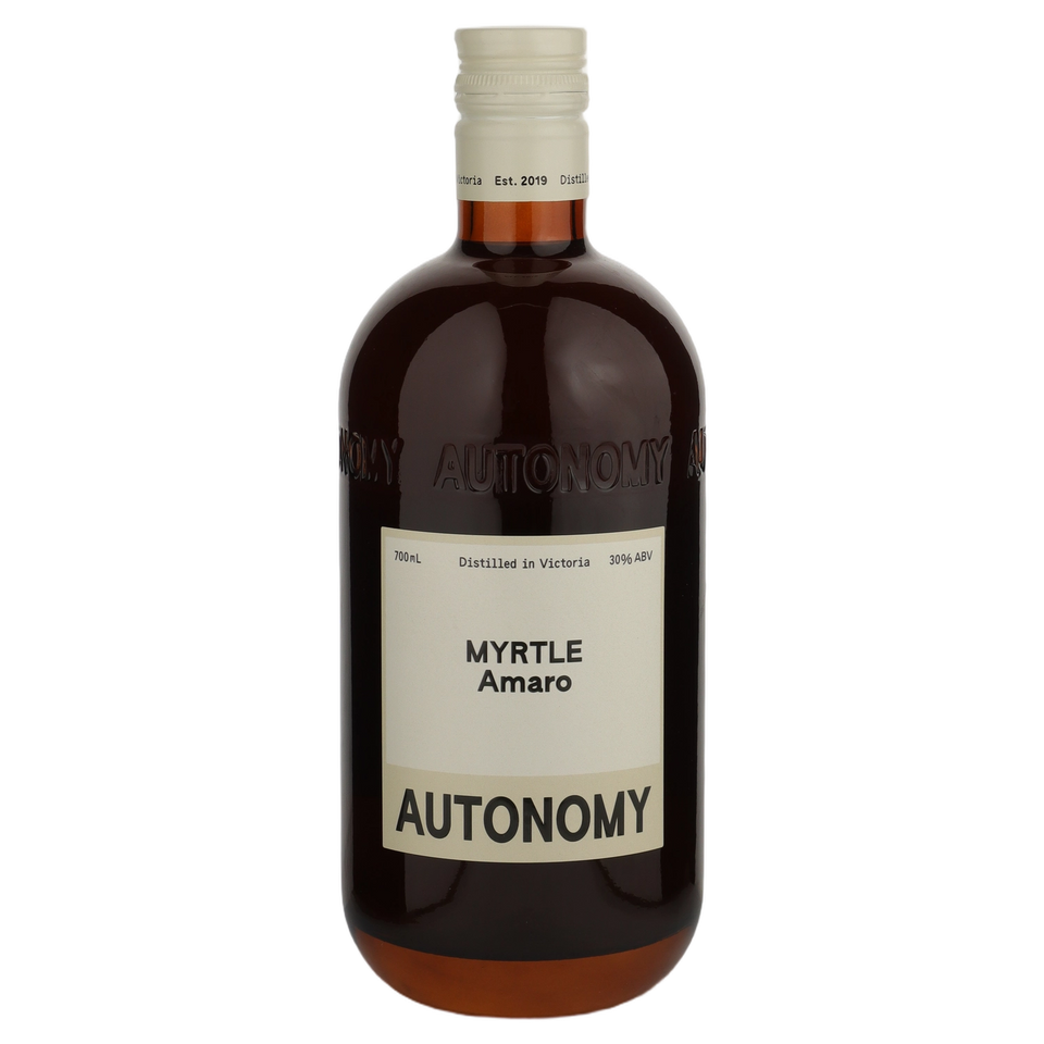 A bottle of Autonomy Myrtle Amaro 30% 700ml