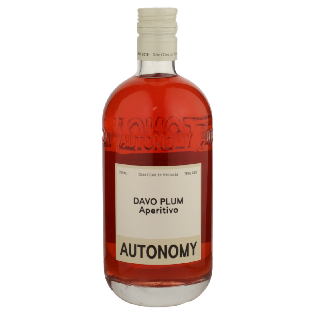 A bottle of Autonomy Davo Plum Aperitivo 15% 700ml