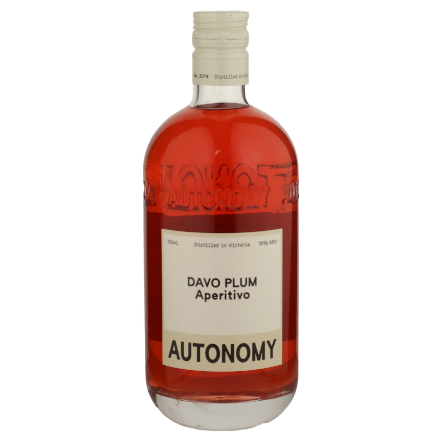 A bottle of Autonomy Davo Plum Aperitivo 15% 700ml