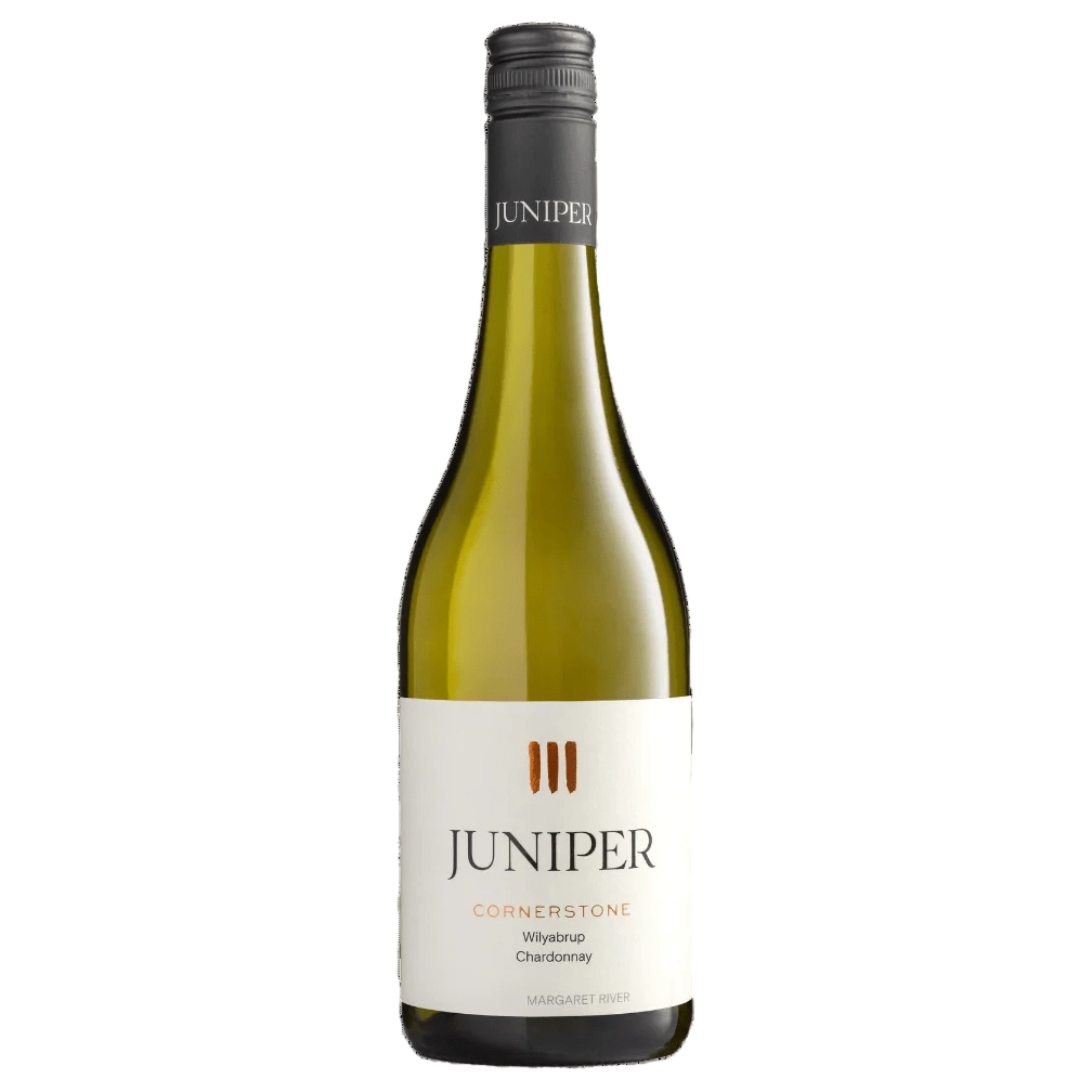 A bottle of Juniper Cornerstone Wilyabrup Chardonnay 2024 750ml White Wine