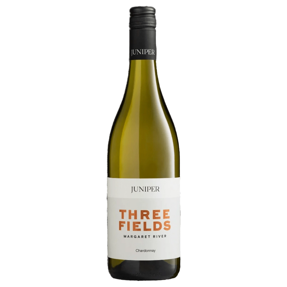 A bottle of Juniper Three Fields Chardonnay 2025 750ml White Wine