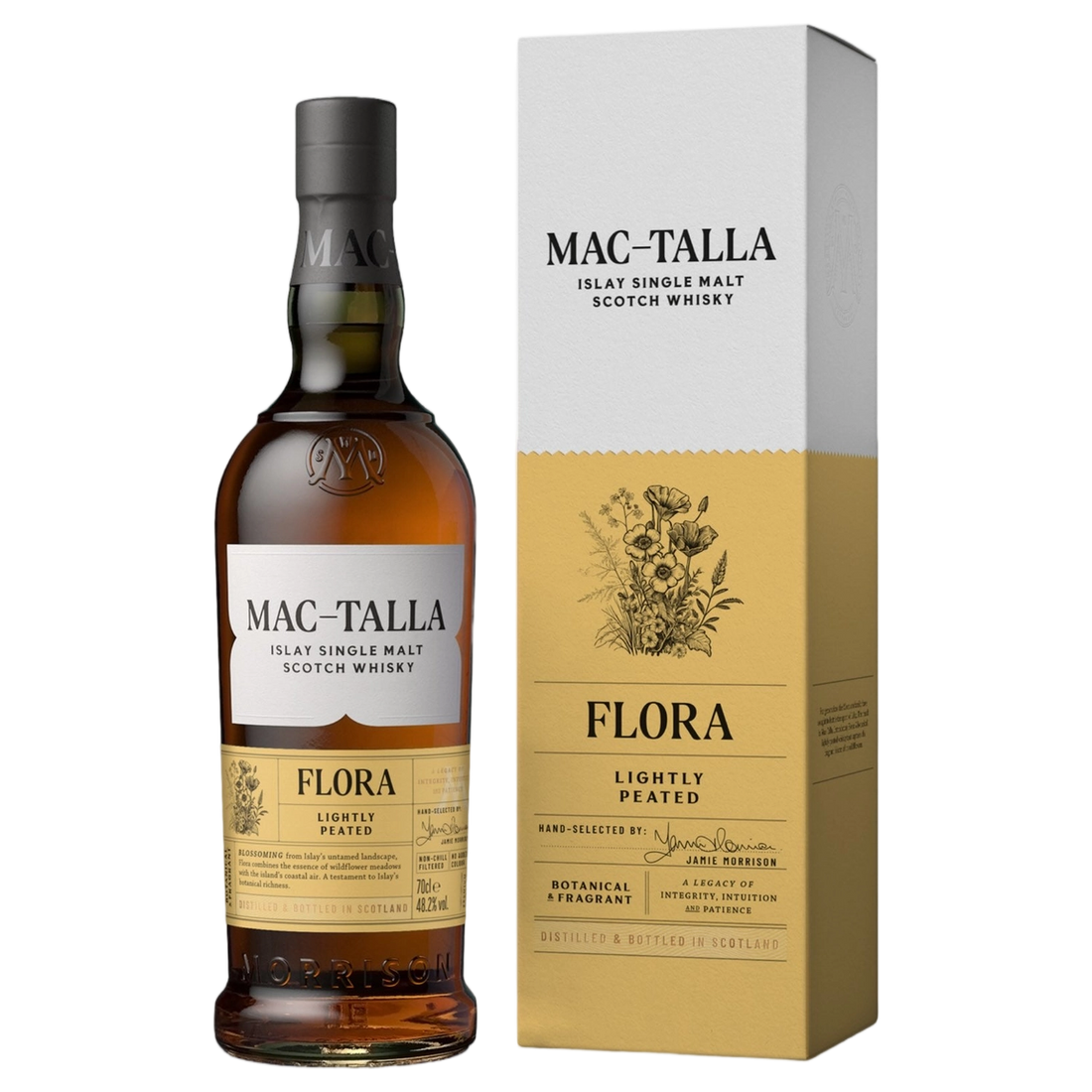 A bottle of Mac Talla 'Flora' Lightly Peated Islay Single Malt Scotch Whisky 700ml