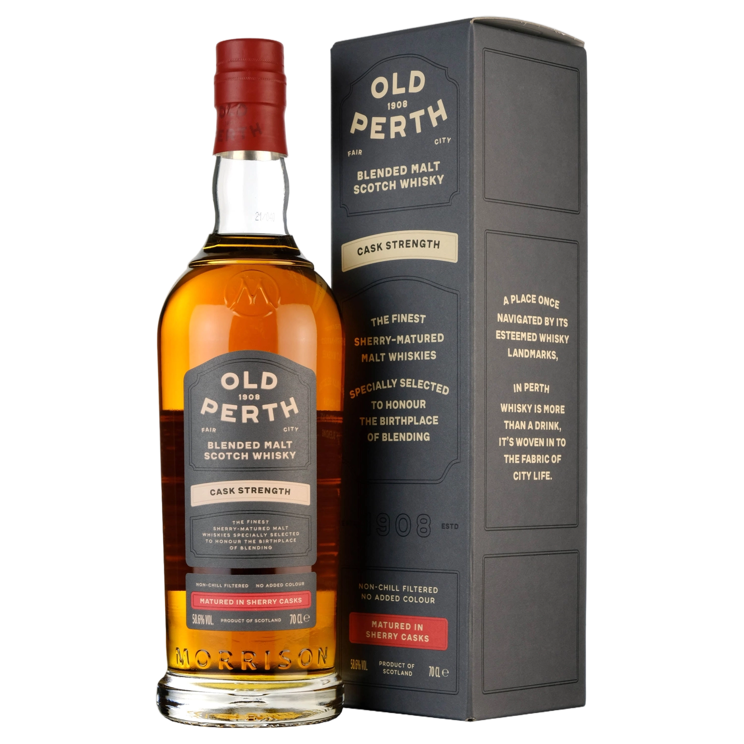 A bottle of Old Perth 'Cask Strength' Blended Malt Scotch Whisky 700ml