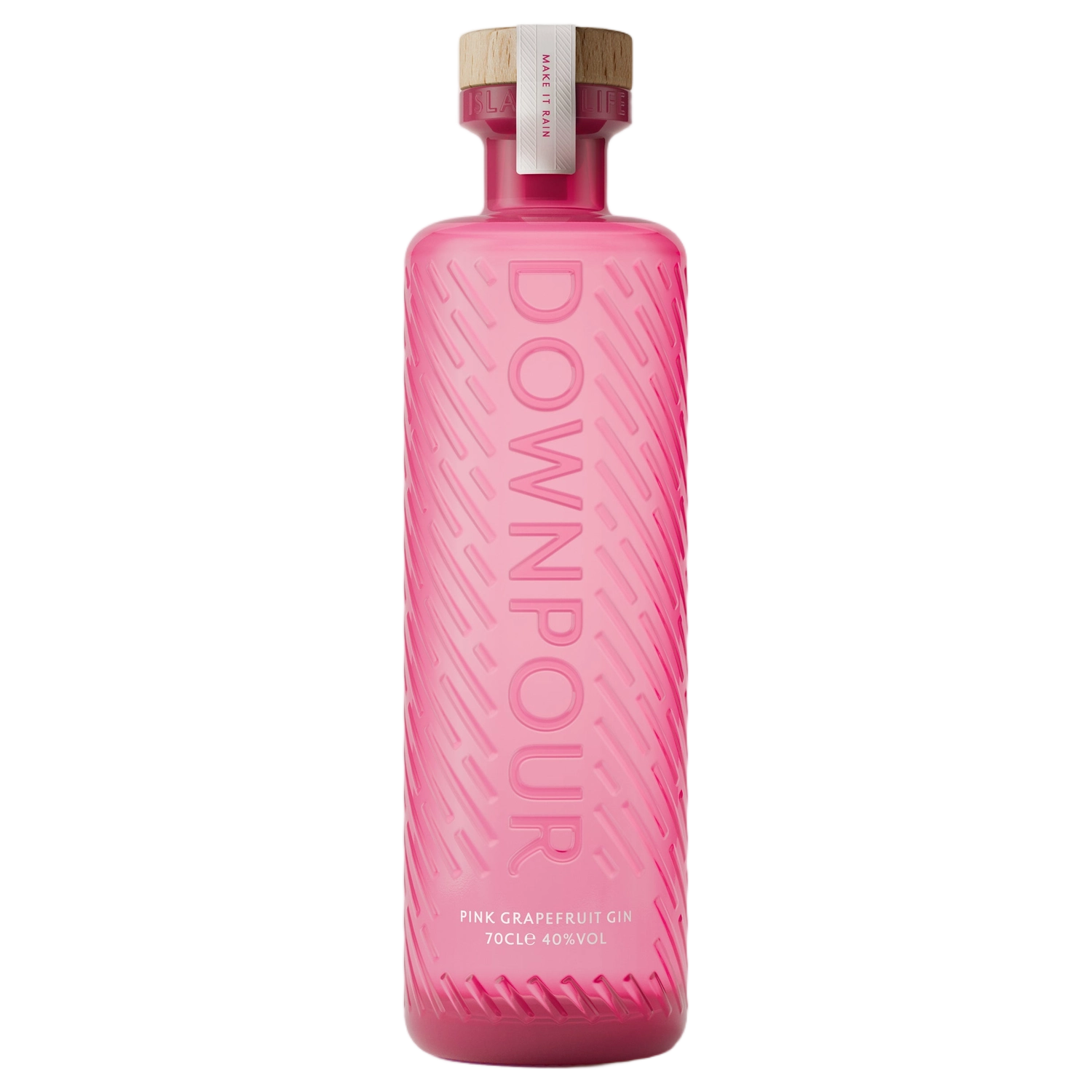 A bottle of Downpour Pink Grapefruit Scottish Gin 700ml