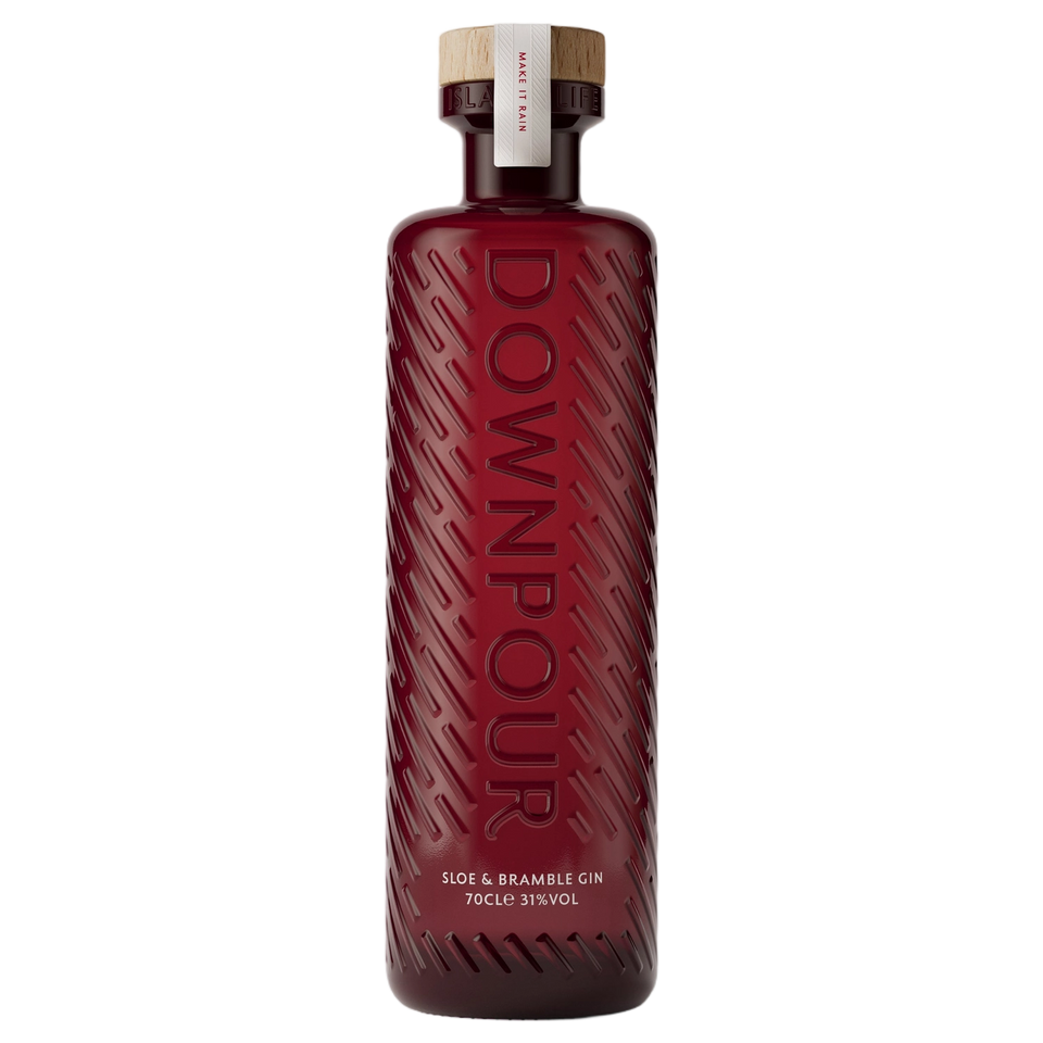 A bottle of Downpour Sloe & Bramble Scottish Gin 700ml