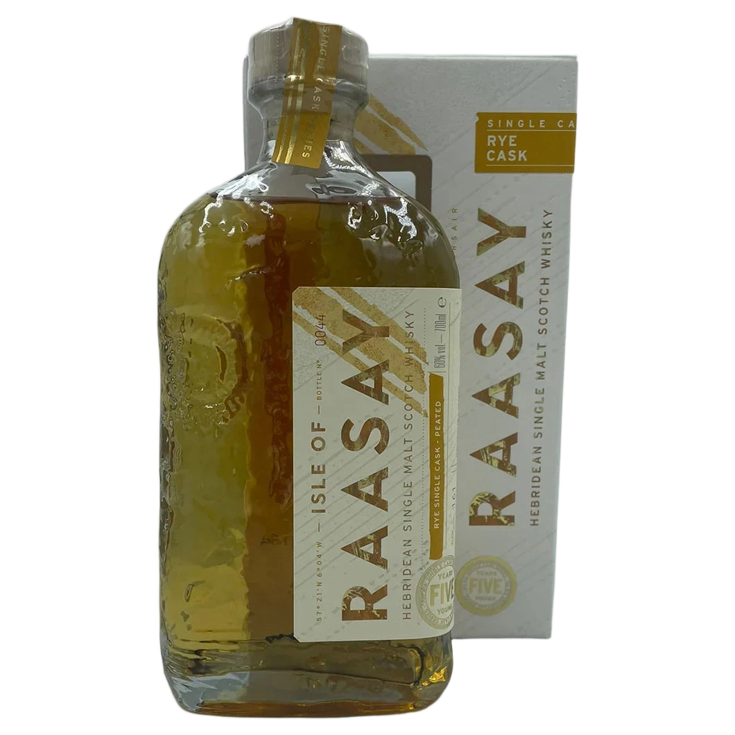 A bottle of Isle of Raasay 'Na Sia' 5YO Peated ex Rye Cask Single Malt Whisky 700ml