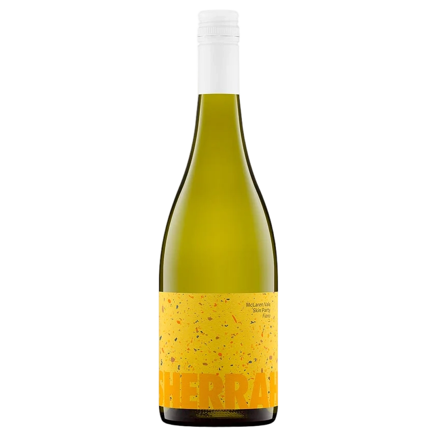 A bottle of Sherrah Skin Party Fiano 2025 750ml White Wine
