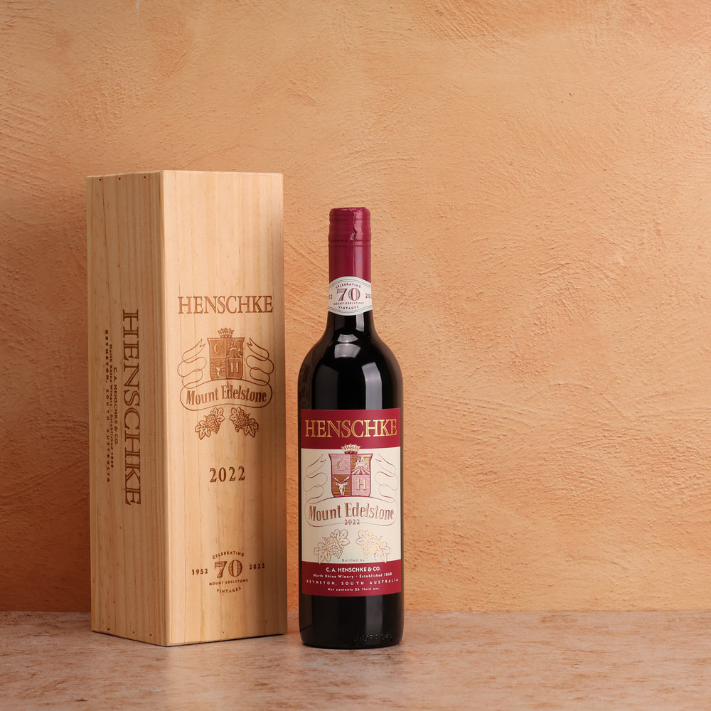 A bottle of Henschke Mt Edelstone 70th anniversary 2022 750ml Red Wine