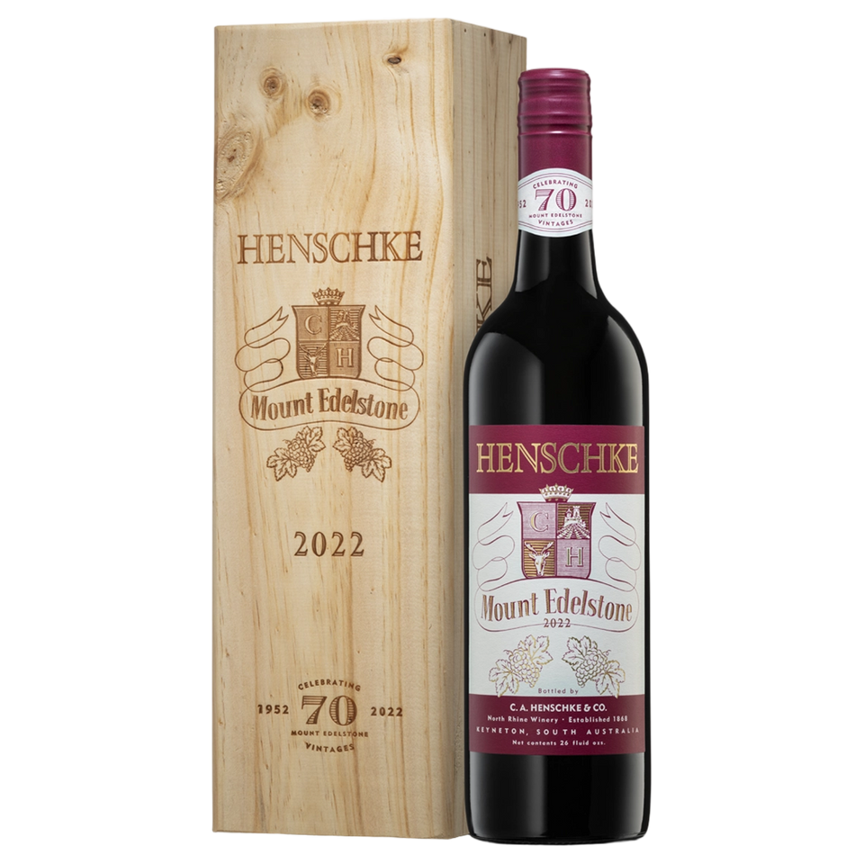 A bottle of Henschke Mt Edelstone 70th anniversary 2022 750ml Red Wine