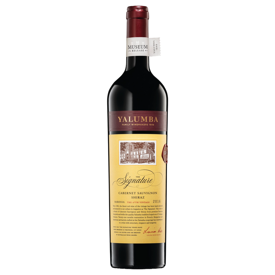A bottle of Yalumba The Signature Cabernet Sauvignon & Shiraz Museum Release 2016 750ml Red Wine