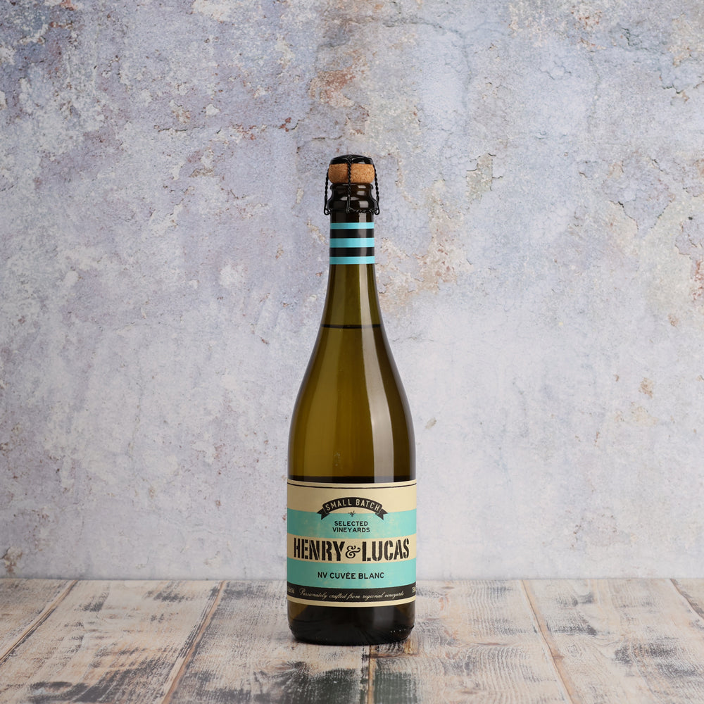 A bottle of Henry & Lucas Brut Cuvee NV 750ml Sparkling Wine