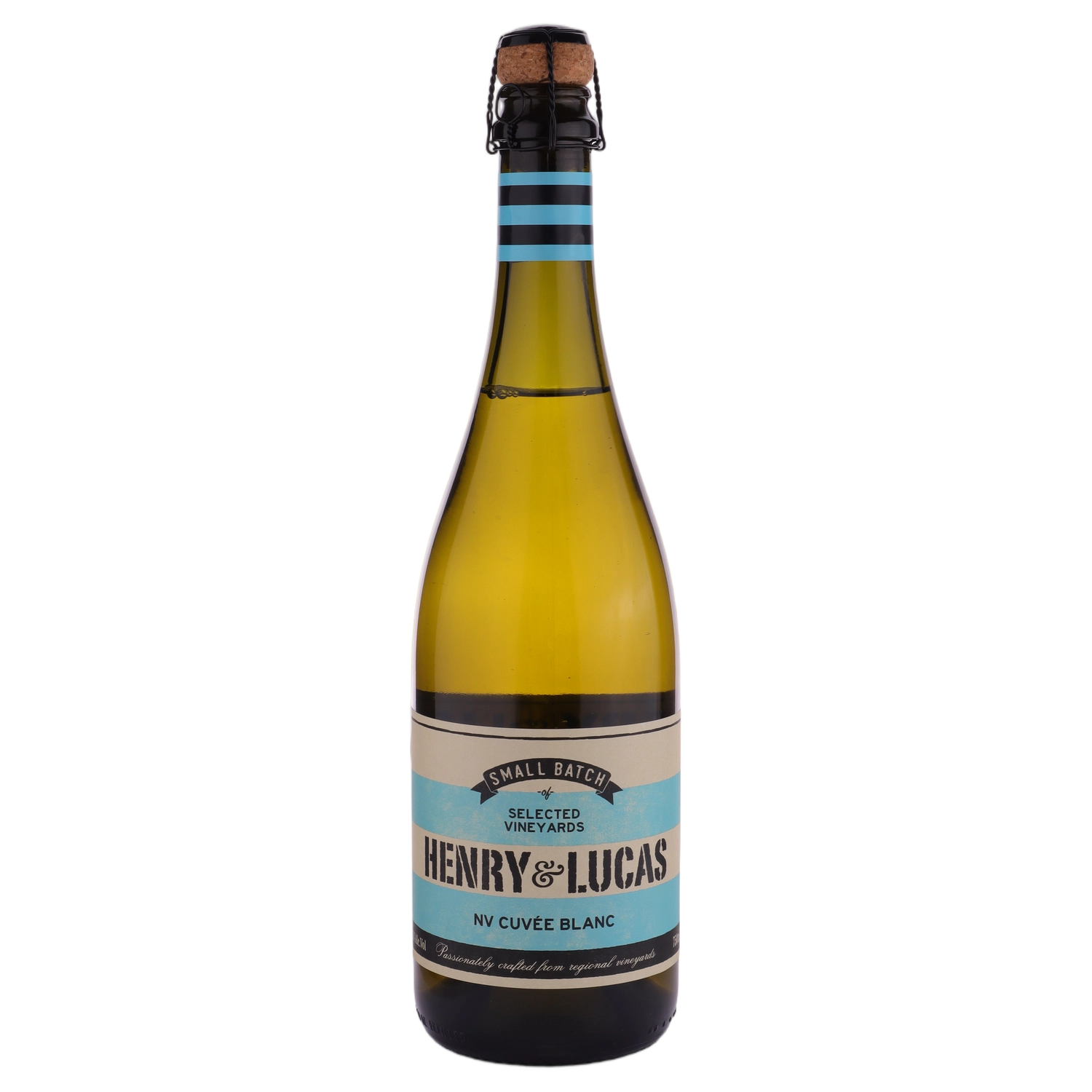 A bottle of Henry & Lucas Brut Cuvee NV 750ml Sparkling Wine