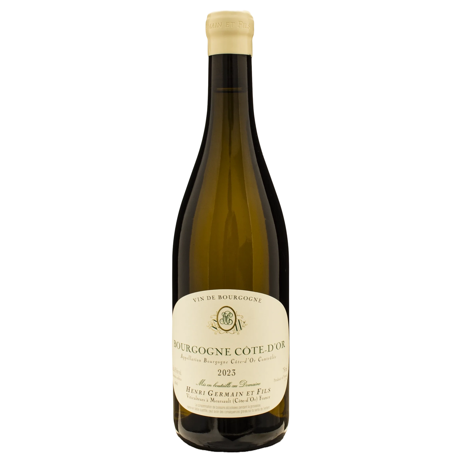 A bottle of Domaine Henri Germain Bourgogne Côte d'Or Blanc 2023 750ml White Wine
