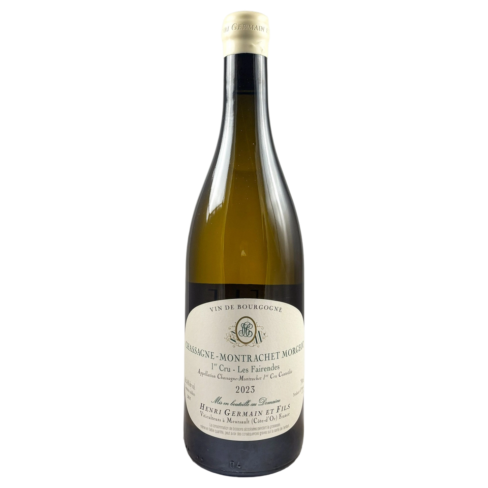 A bottle of Domaine Henri Germain Chassagne Montrachet 1er Cru Morgeot Les Fairendes 2023 750ml White Wine
