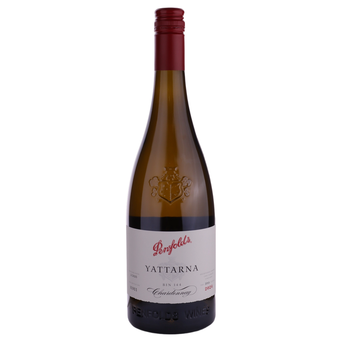 A bottle of Penfolds Yattarna Chardonnay 2024  WOODEN 750ml White Wine