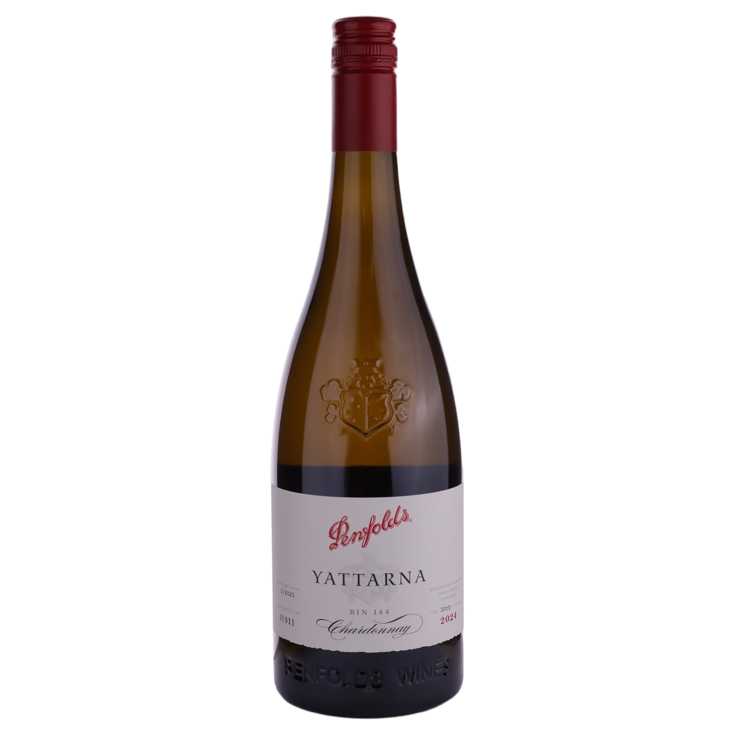 A bottle of Penfolds Yattarna Chardonnay 2024  WOODEN 750ml White Wine