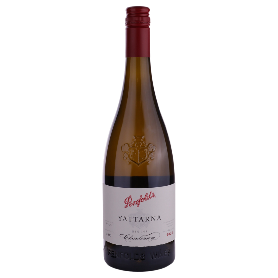 A bottle of Penfolds Yattarna Chardonnay 2024  WOODEN 750ml White Wine