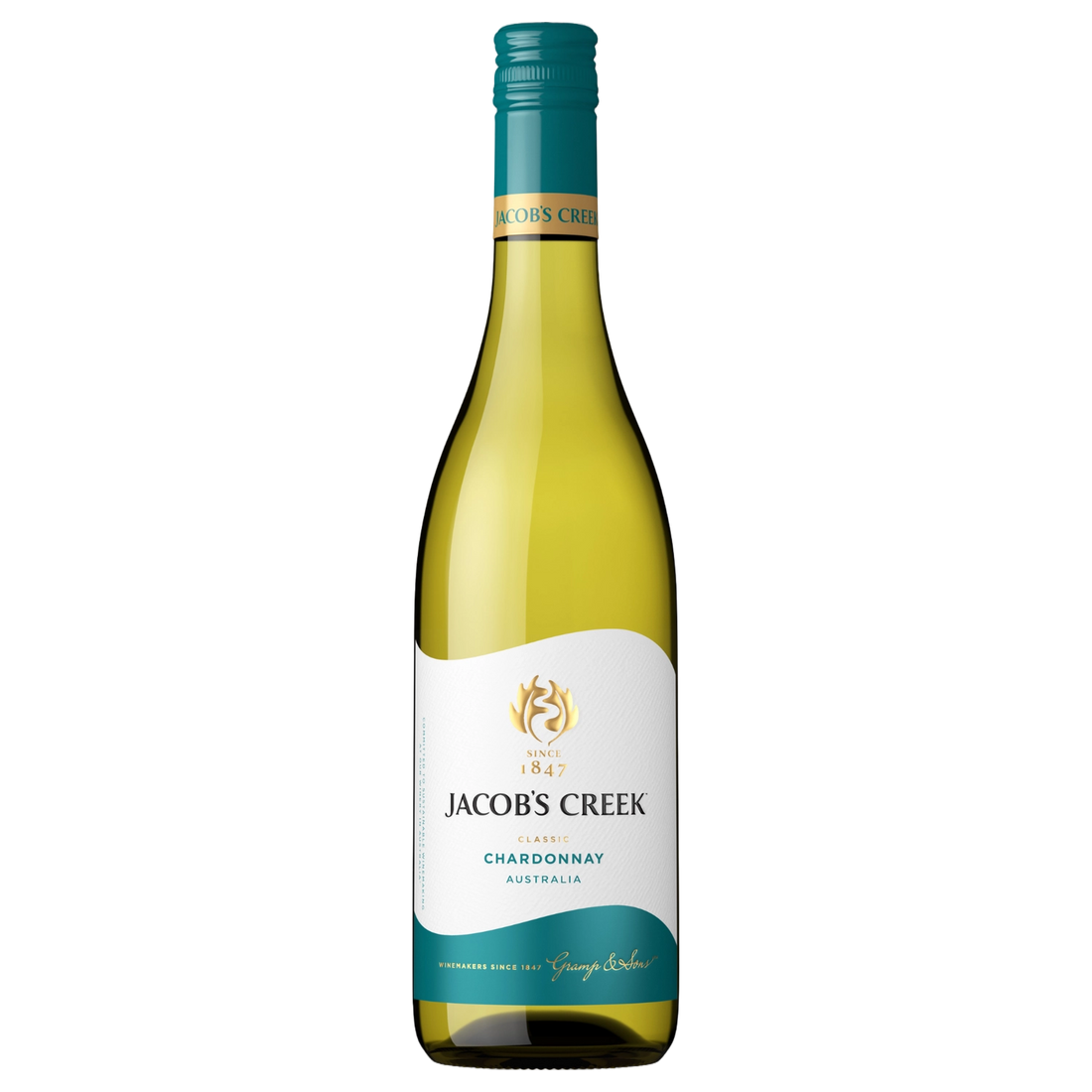 A bottle of Jacobs Creek Classic Chardonnay 2025 750ml White Wine
