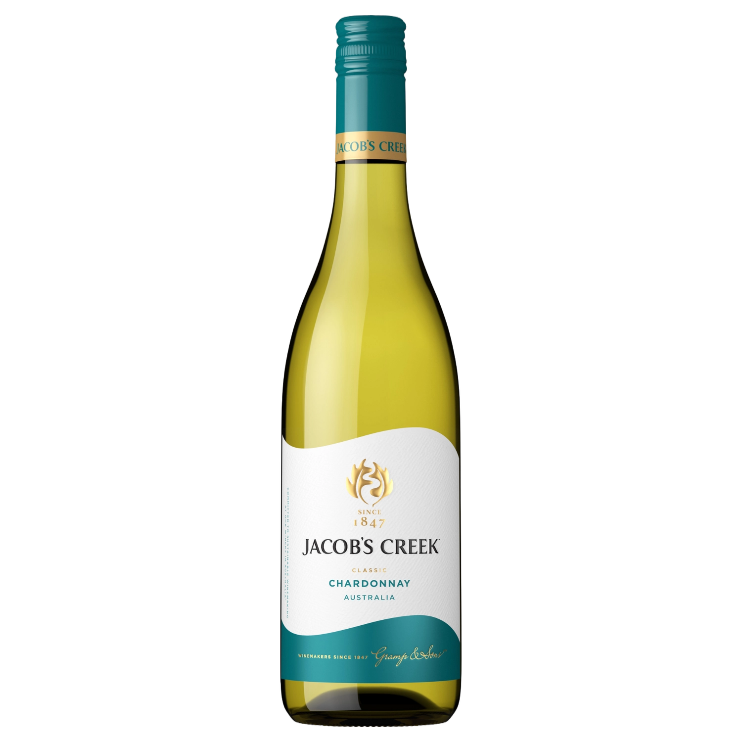 A bottle of Jacobs Creek Classic Chardonnay 2025 750ml White Wine