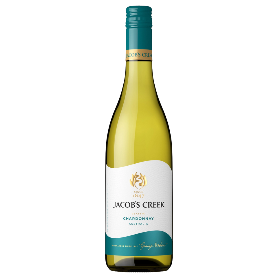 A bottle of Jacobs Creek Classic Chardonnay 2025 750ml White Wine