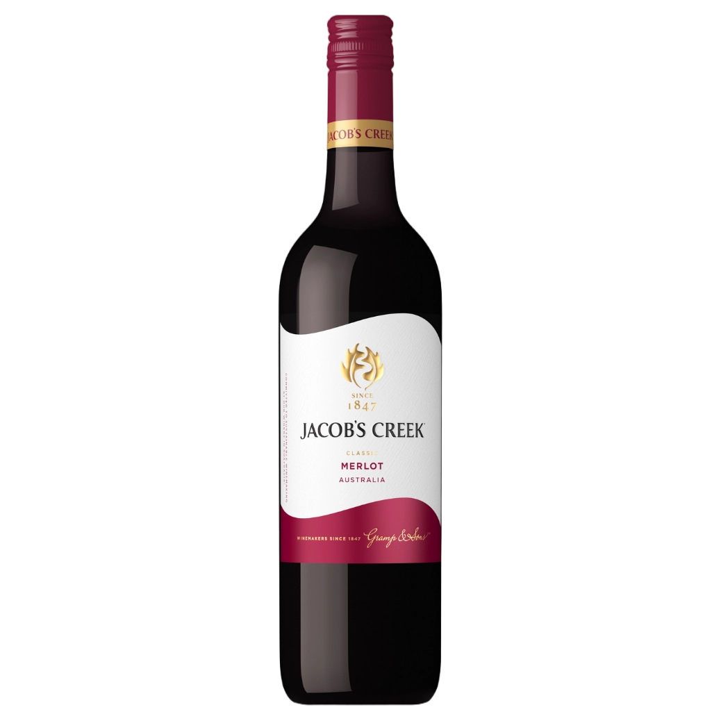 A bottle of Jacobs Creek Classic Merlot 2025 750ml Red Wine