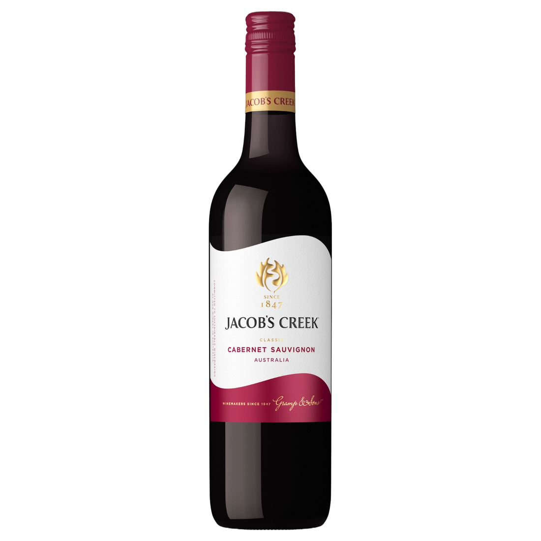 A bottle of Jacobs Creek Classic Cabernet Sauvignon 2024 750ml Red Wine