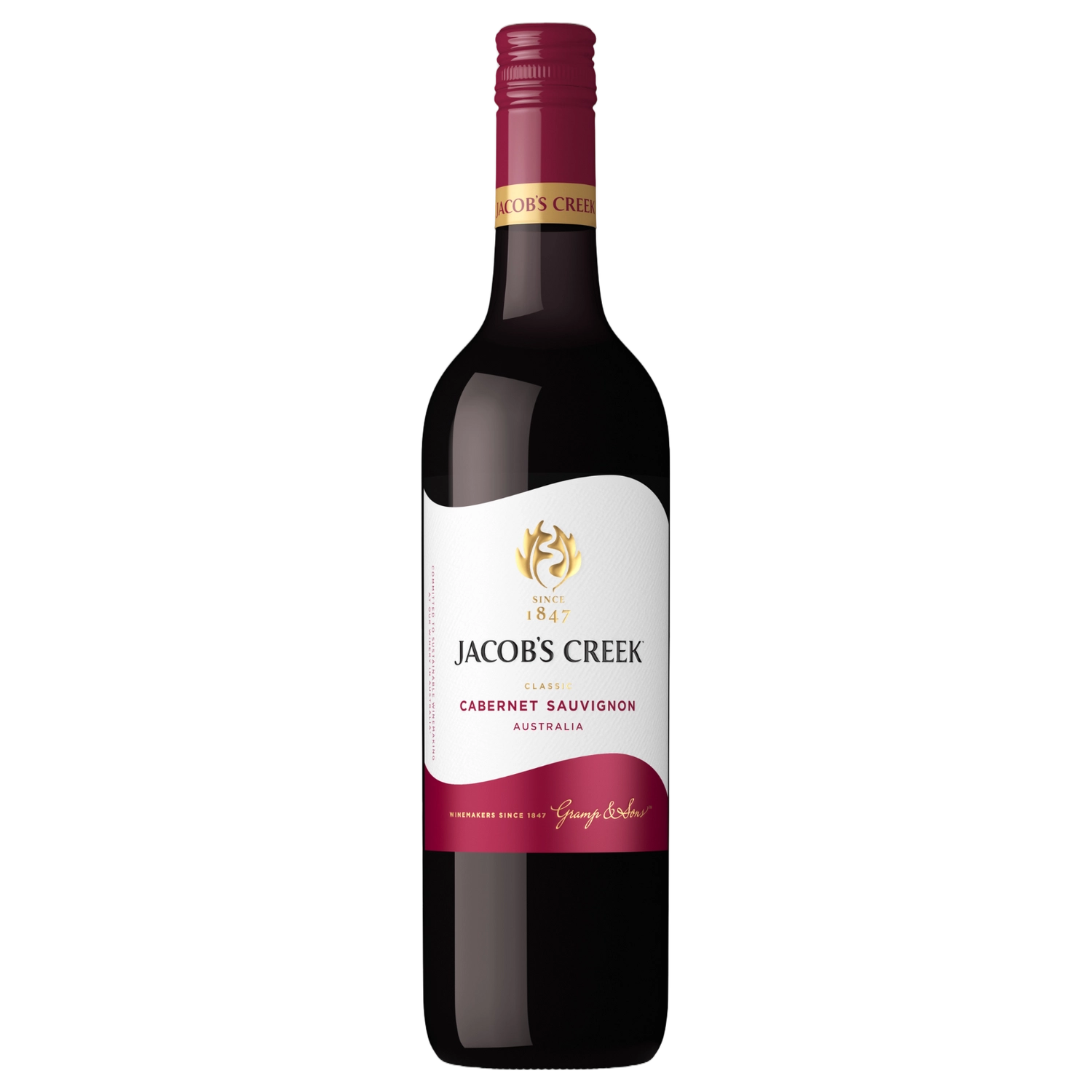 A bottle of Jacobs Creek Classic Cabernet Sauvignon 2024 750ml Red Wine