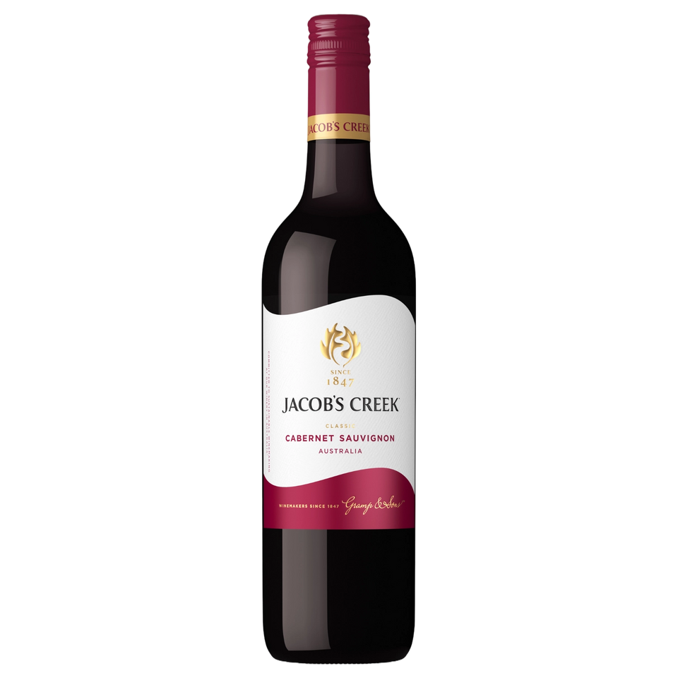 A bottle of Jacobs Creek Classic Cabernet Sauvignon 2024 750ml Red Wine