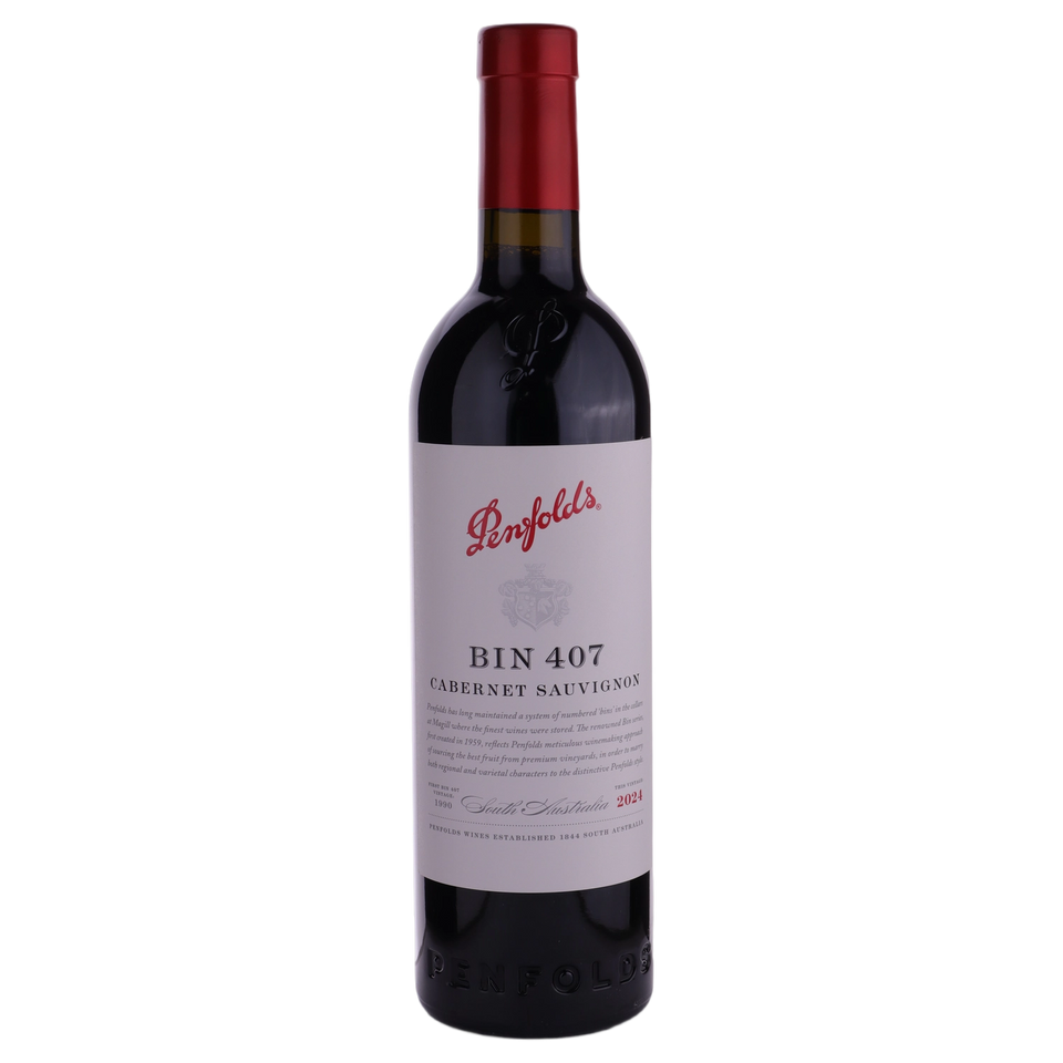 A bottle of Penfolds Bin 407 Cabernet Sauvignon 2024 Cork 750ml Red Wine