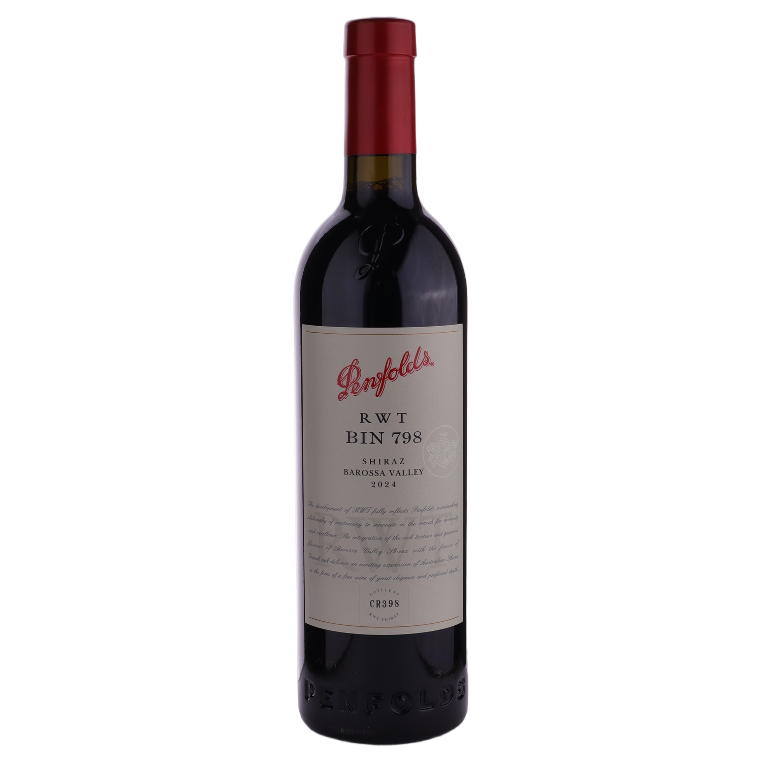 A bottle of Penfolds Bin 798 RWT Shiraz 2024 Cork Gbox 750ml Red Wine