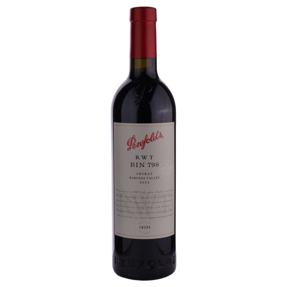 A bottle of Penfolds Bin 798 RWT Shiraz 2024 Cork Gbox 750ml Red Wine