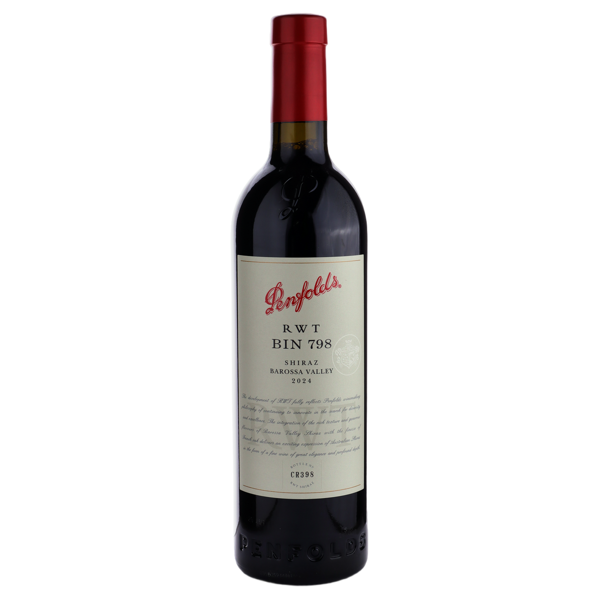 A bottle of Penfolds Bin 798 RWT Shiraz 2024 Giftbox 750ml Red Wine