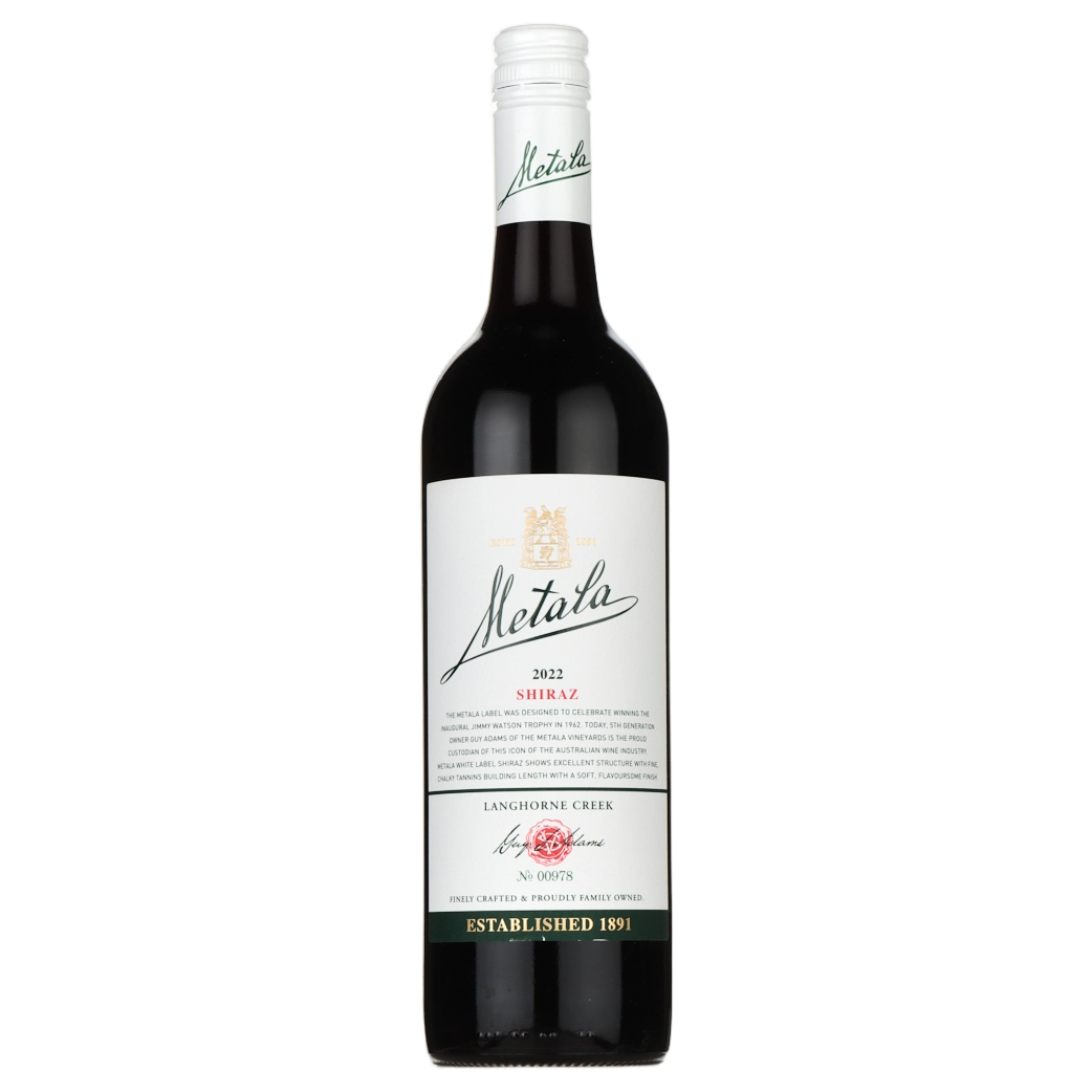 A bottle of Metala White Label Langhorne Creek Shiraz 2020 750ml Red Wine
