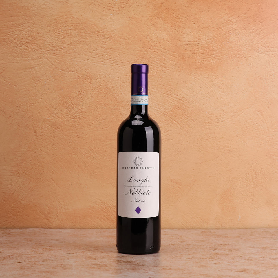 A bottle of Robert Sarotto Langhe Nebbiolo 2023 750ml Red Wine