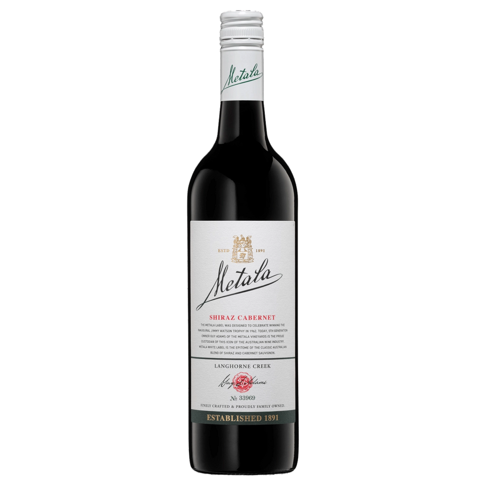 A bottle of Metala Langhorne Creek White Label Shiraz Cabernet 2020 750ml Red Wine