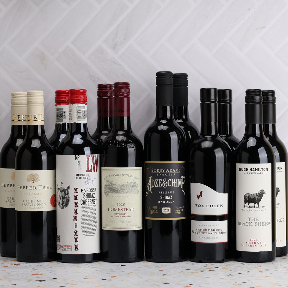 A collection of Big Winter Reds Dozen from The Wine Collective