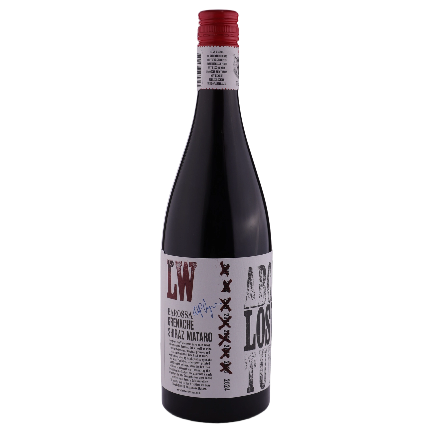 A bottle of Lost Wolf Barossa Valley GSM 2024 750ml Red Wine