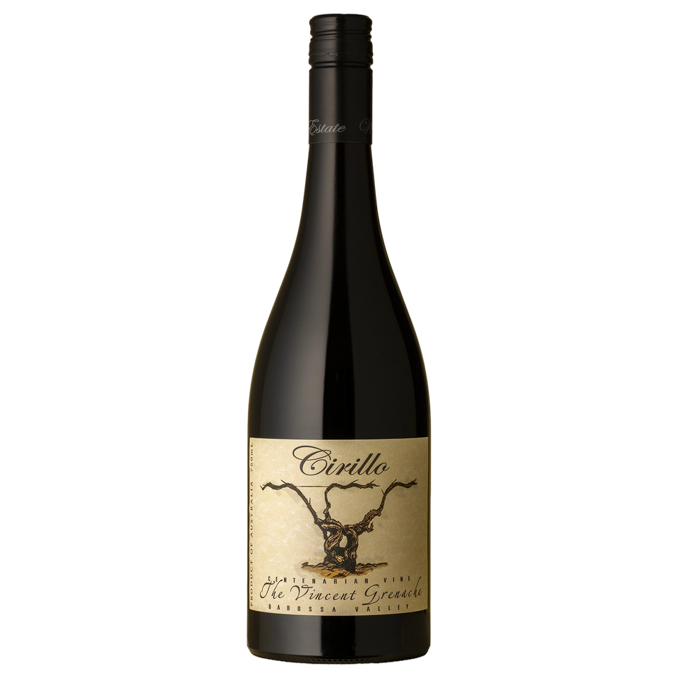 A bottle of Cirillo Centenarian Vine The Vincent Grenache 2025 750ml Red Wine