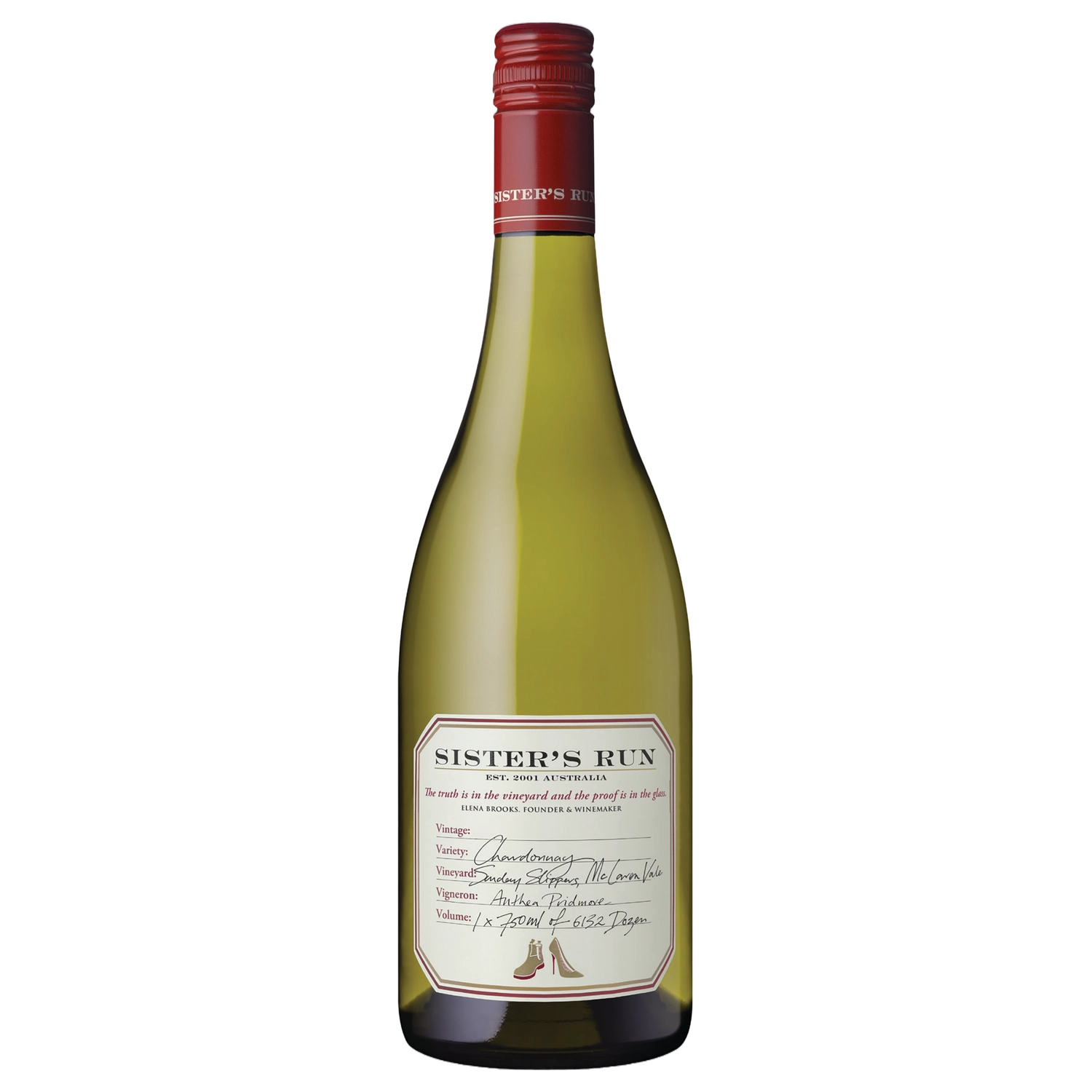 A bottle of Sister's Run Sunday Slippers Chardonnay 2025 750ml White Wine