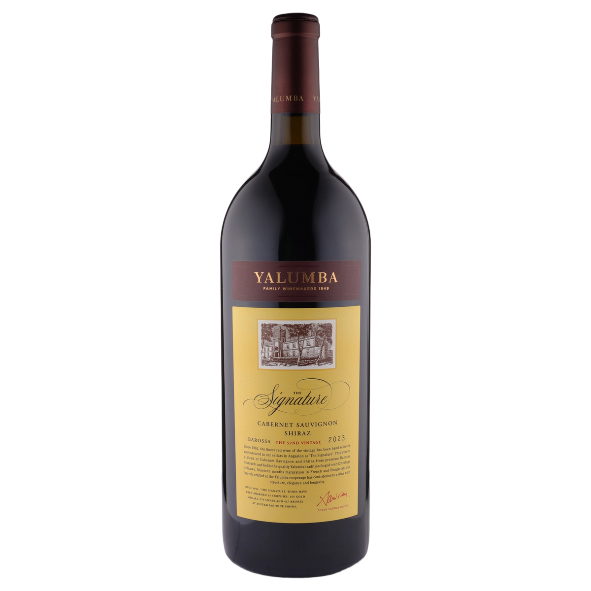 A bottle of Yalumba The Signature Cabernet Sauvignon Shiraz 2023 1500ml Red Wine