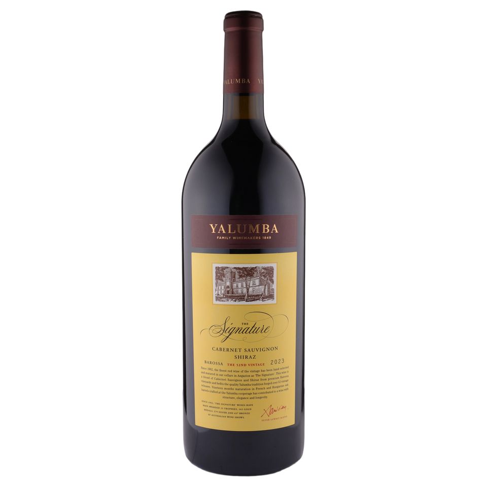 A bottle of Yalumba The Signature Cabernet Sauvignon Shiraz 2023 1500ml Red Wine
