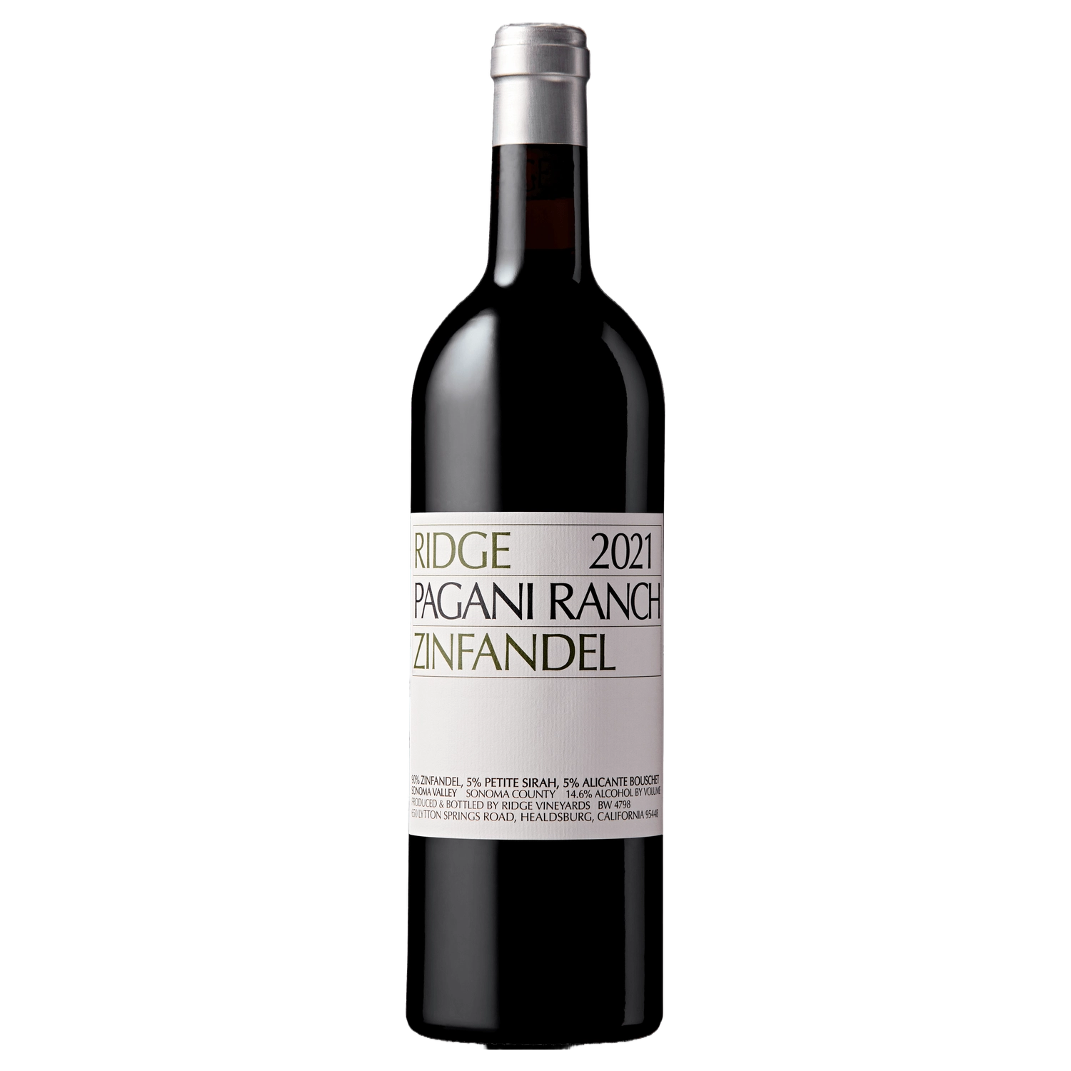A bottle of Ridge Pagani Ranch Zinfandel 2021 750ml Red Wine