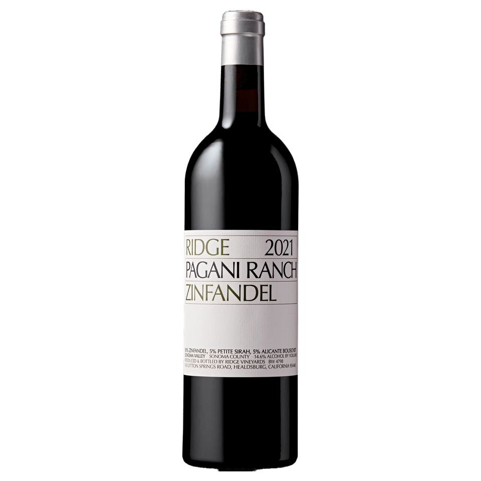 A bottle of Ridge Pagani Ranch Zinfandel 2021 750ml Red Wine