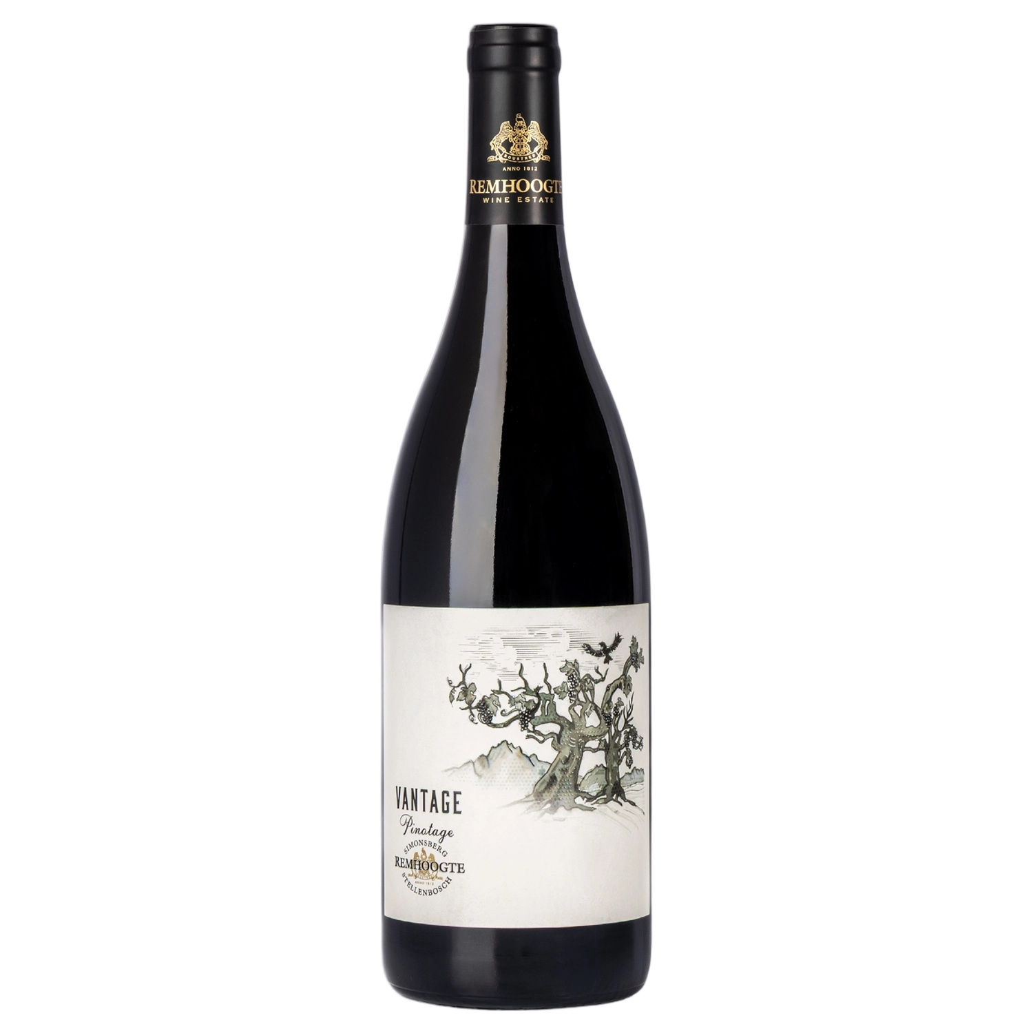 A bottle of Remhoogte Pinotage 2021 750ml Red Wine