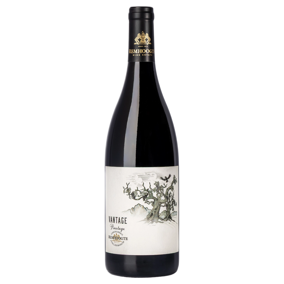 A bottle of Remhoogte Pinotage 2021 750ml Red Wine