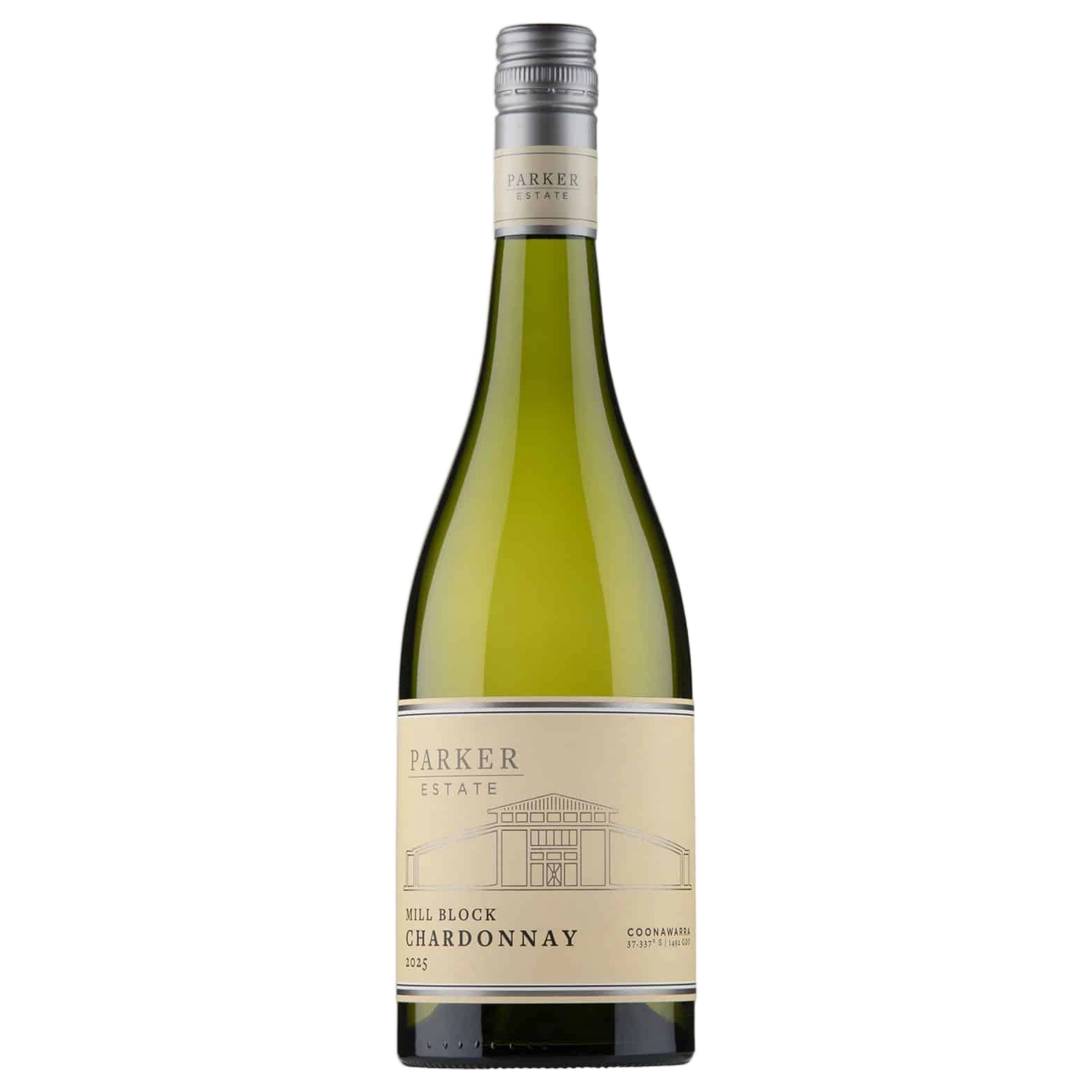 A bottle of Parker Estate Mill block Chardonnay 2025 750ml White Wine