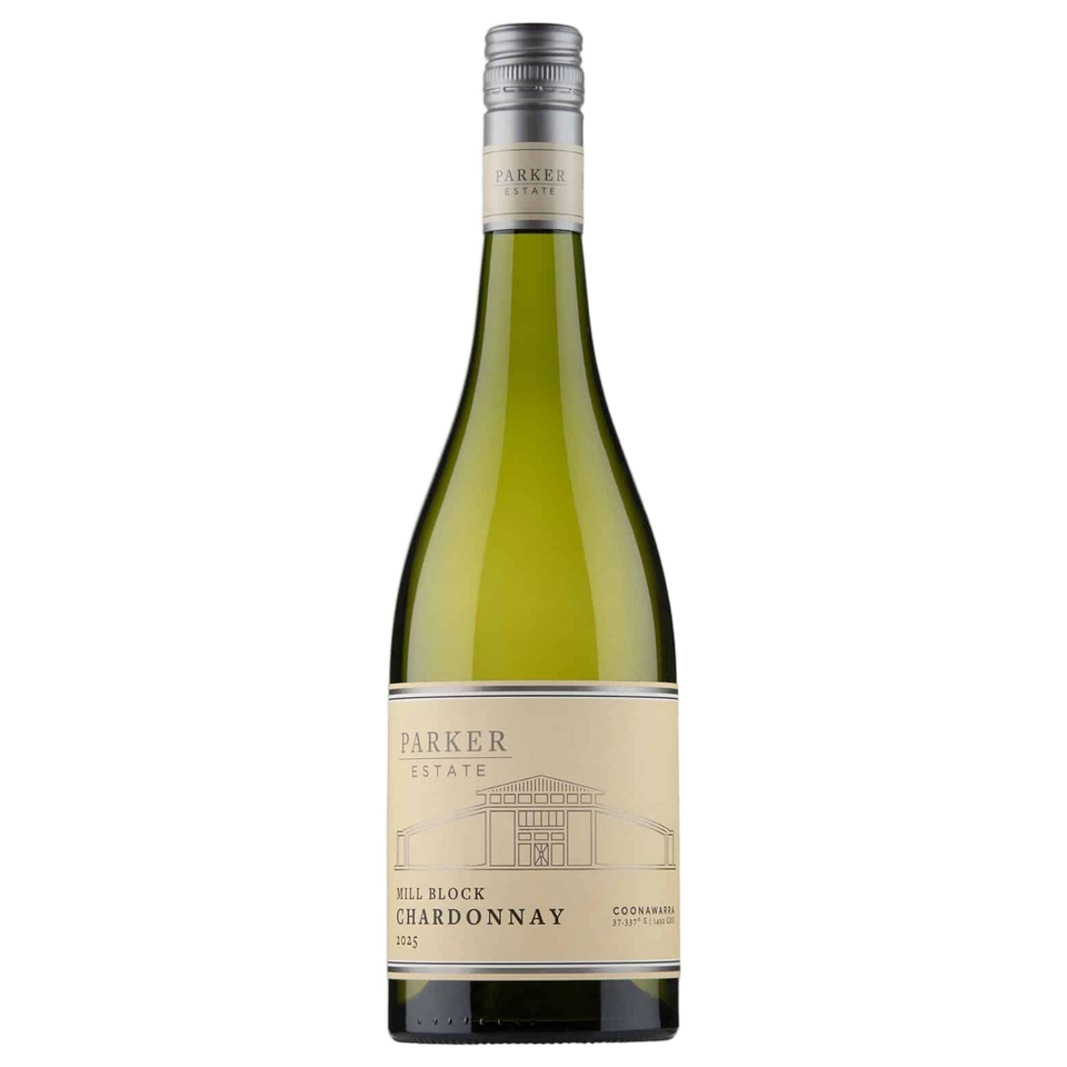 A bottle of Parker Estate Mill block Chardonnay 2025 750ml White Wine
