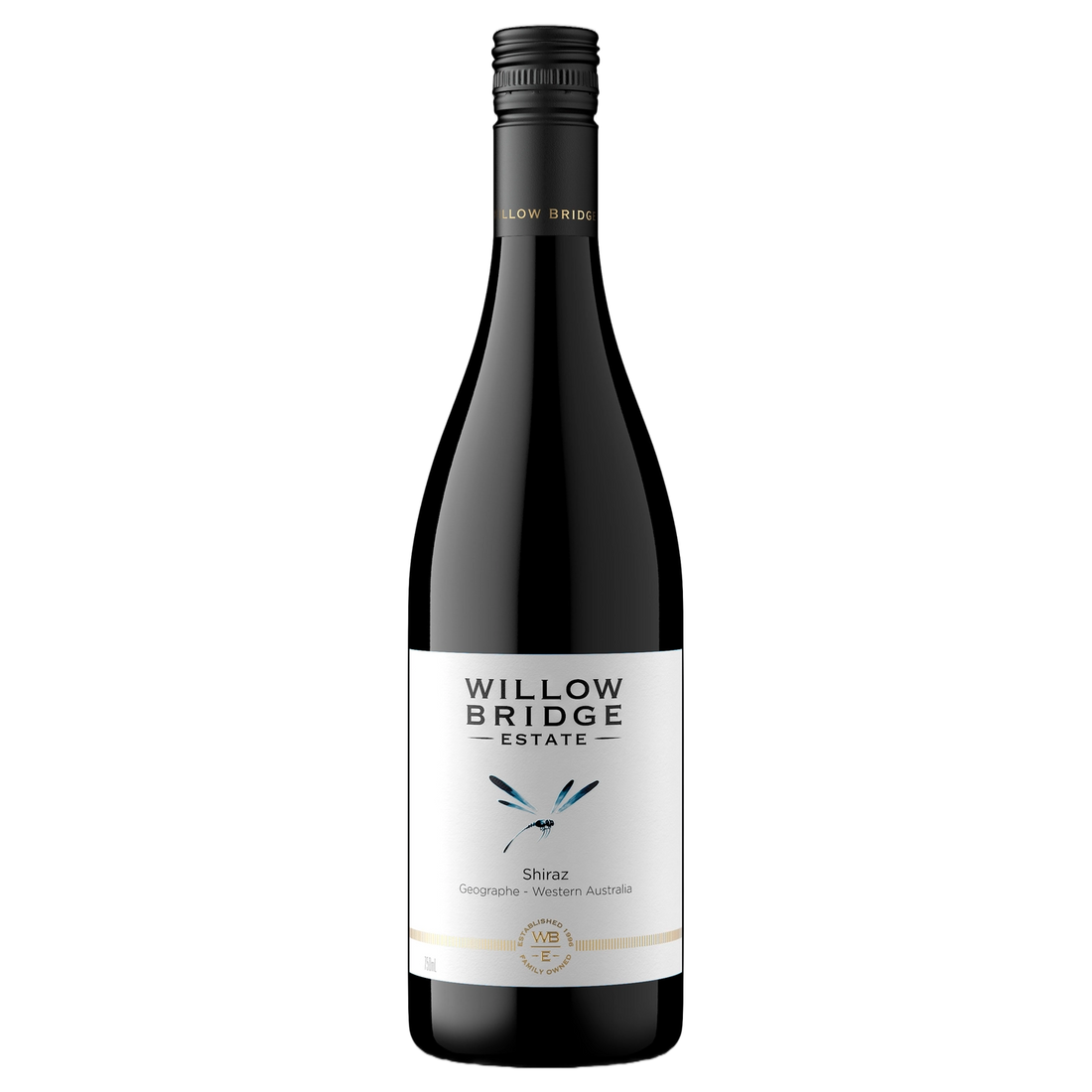A bottle of Willow Bridge Dragon Fly Shiraz 2022 750ml Red Wine